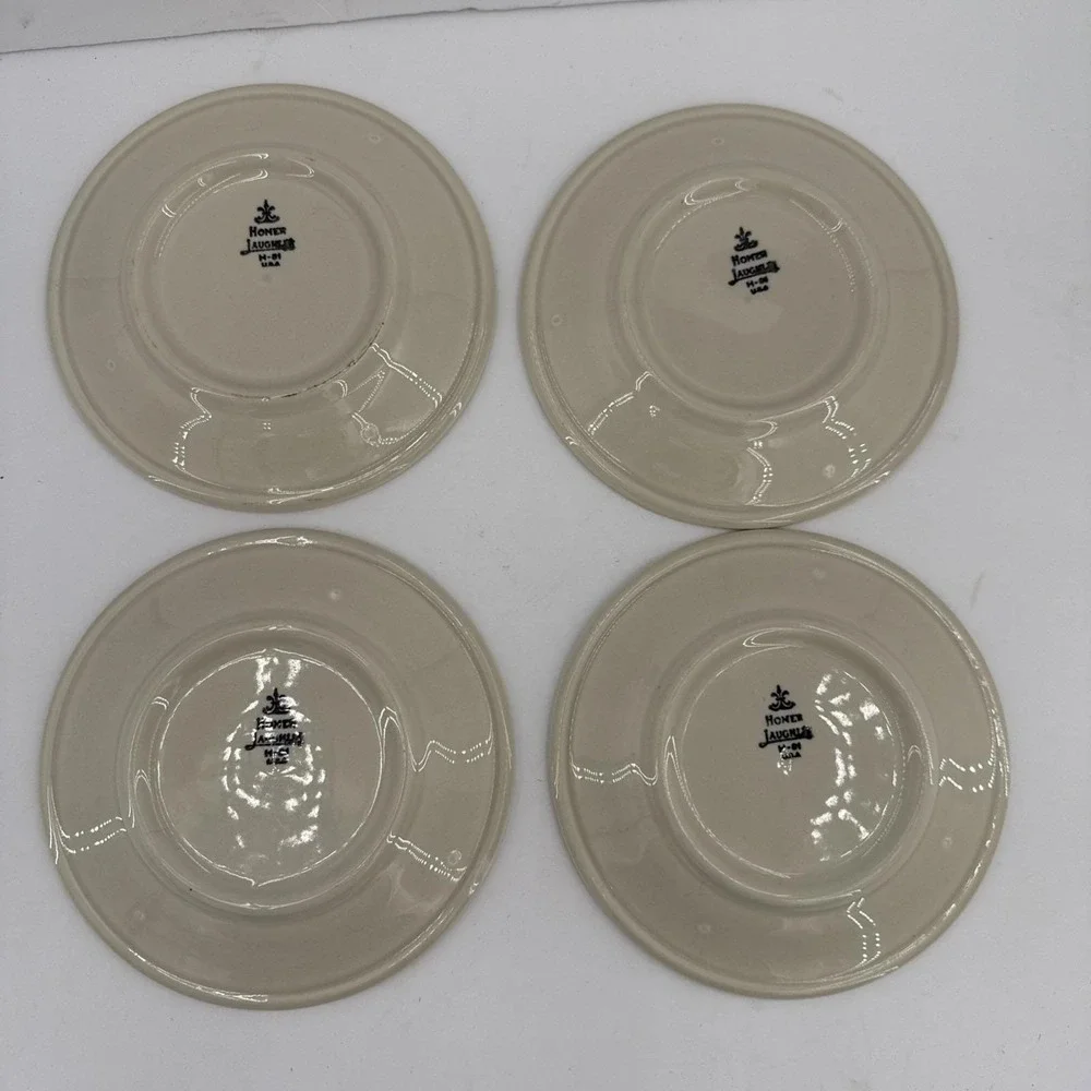 Homer Laughlin Aztec MCM Bread & Butter Plates 4 Set Retro Flower 70s Dinnerware
